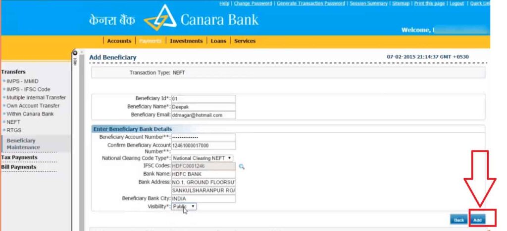Canara Bank Netbanking