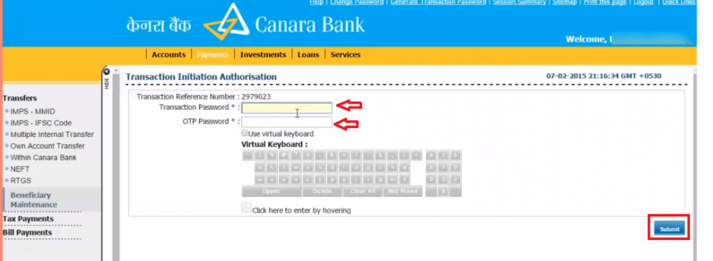 Canara Bank Netbanking