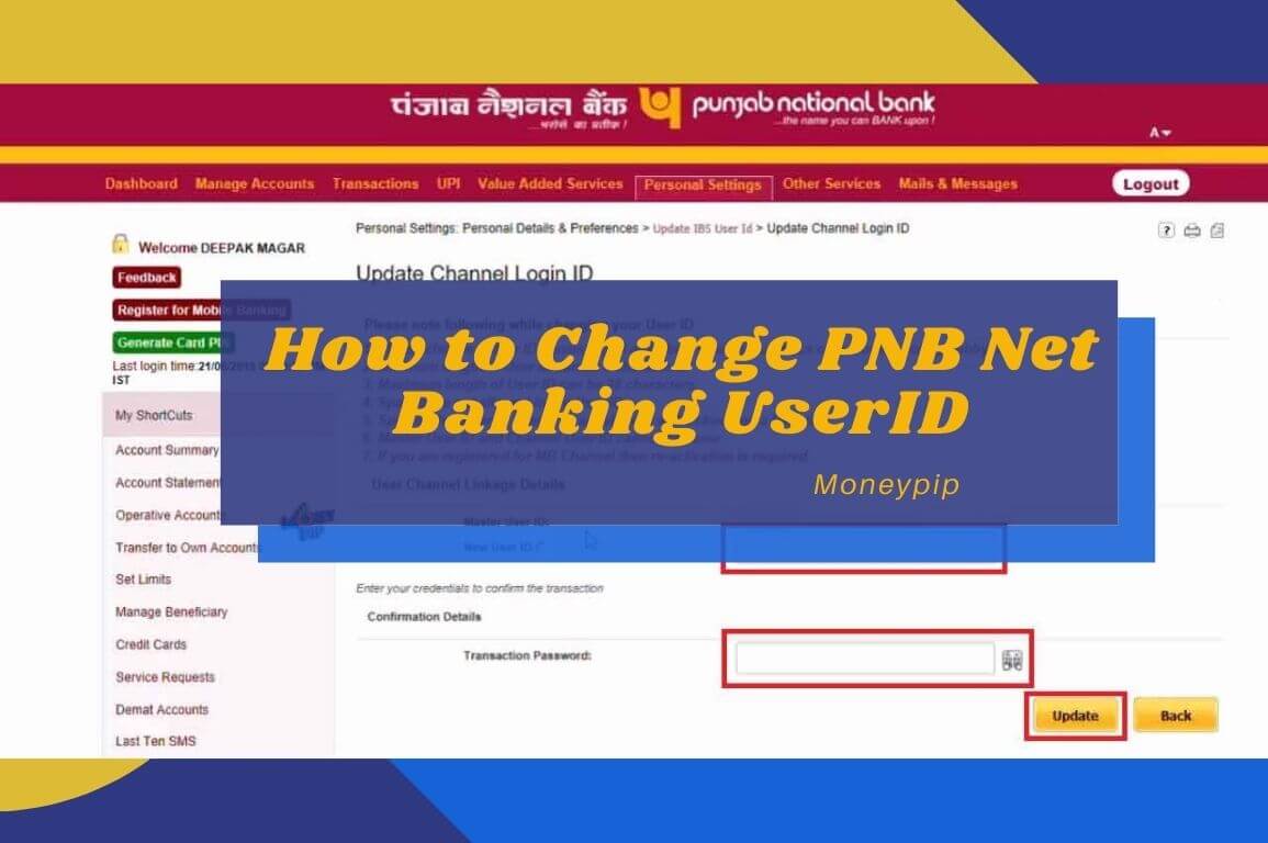How to Change PNB Net Banking UserID
