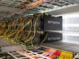 Bitcoin mining computers are pictured in Bitmain's mining farm near Keflavik